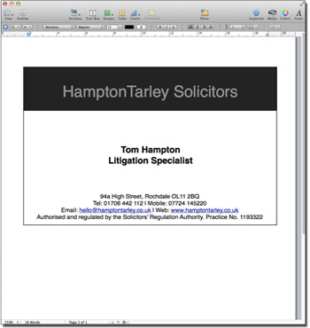 full colour plastic card word document
